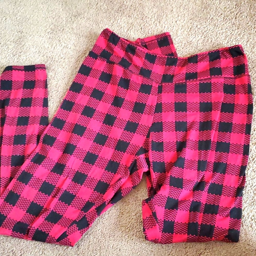 Red Plaid Pj Leggings